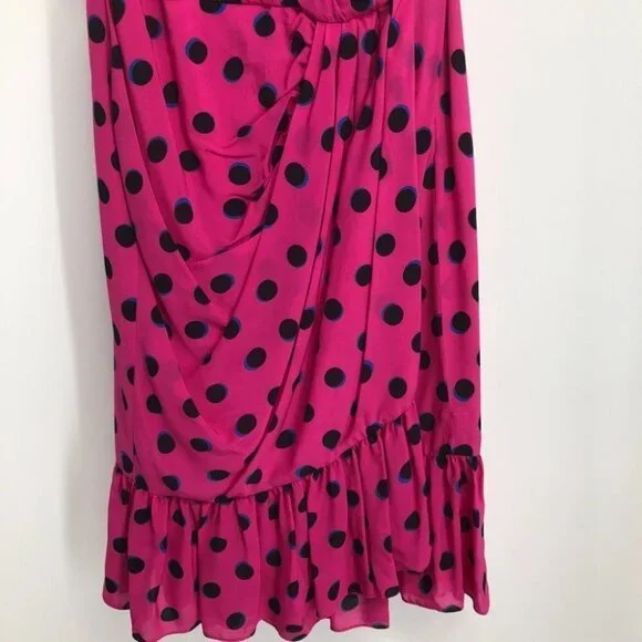NWT Derek Lam 10 Crosby Taula Polka Dot One-Shoulder pink Dress  size 0 - Picture 11 of 15